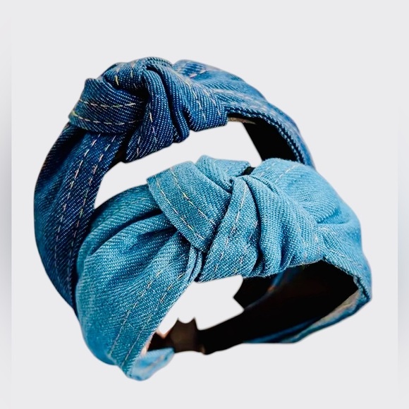 Denim Twist-Knot Headband | Chic Everyday Hair Accessory NWOT - Picture 2 of 4